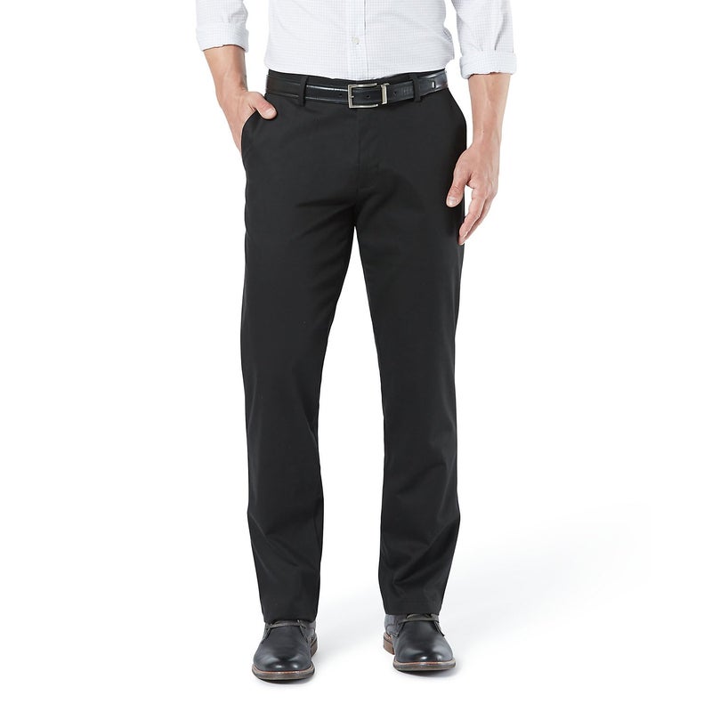 DockersÂ® Men's Straight Fit Signature Lux Cotton Stretch Khaki Pant, Black, 42W x 32L - Image 1